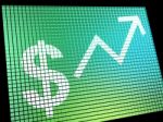 Dollar Sign And Up Arrow On Screen Stock Photo