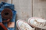 Clothing On The Wooden Stock Photo