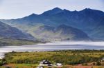 Norway Villages In Fjord. Cloudy Nordic Day Stock Photo