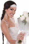 Bride With Wedding Bouquet Stock Photo