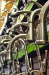 Rows Of Faucets On Display For Sale At Store Stock Photo