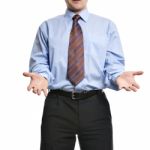 Businessman Showing Both Empty Hands Stock Photo