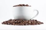 Coffee Beans And Cup Stock Photo