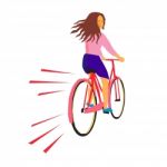 Girl Riding Vintage Bicycle Retro Stock Photo