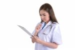 Female Doctor Working Stock Photo