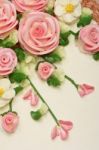 Flower Cream On Top Of Cake Stock Photo