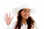 Portrait Of Woman Showing Her Palms Stock Photo