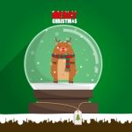 Merry Christmas Reindeer In Snow Globe Stock Photo