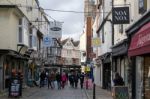 People In The Old Shopping Area Of Canterbury Stock Photo