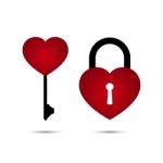 Heart Lock And Heart Key  Illustration Stock Photo