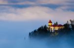 Sapa Valley City In The Mist In The Morning, Vietnam Stock Photo