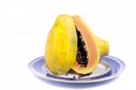 Papaya Fruit Sliced Stock Photo