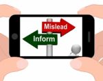 Mislead Inform Signpost Displays Misleading Or Informative Advic Stock Photo