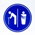 Sign Restroom Of Old Men And Women And Monk Stock Photo