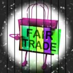 Fair Trade Shopping Bag Represents Equal Deals And Exchange Stock Photo