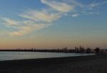 Fall Sunset On Lake Michigan Stock Photo