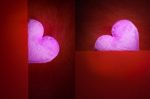 Pink Heart With Red Background Blank Space For A Valentine's Day Stock Photo