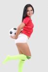 Woman And Football Stock Photo