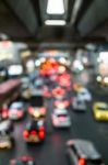 Abstract Blur Traffic And Car Lights Bokeh In Rush Hour Backgrou Stock Photo