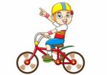 Boy Riding A Bicycle Stock Photo