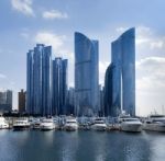 Business Tower, City Skyline, Port In Haeundae, Busan, South Kor Stock Photo