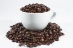 Coffee Beans And Cup Stock Photo