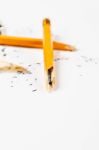 Broken Pencil With Shavings Stock Photo