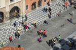 People Waiting For The Astronomical Clock In Prague Stock Photo