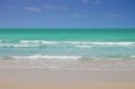 Tropical Nature Clear Water Beach With Blue Sky Stock Photo