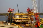 Drilling Platform Under Contruction Stock Photo