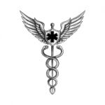 Caduceus Pilot Wings Emt Star Tattoo Stock Photo