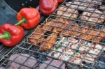 Meat On Barbecue Stock Photo