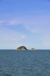 Two Tropical Island On Dark Blue Sea Stock Photo