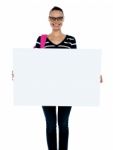 College Student Holding White Board Stock Photo