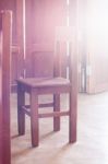 Old Style Wooden Chair In Coffee Shop With Vintage Filter Stock Photo