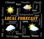 Local Forecast Indicates City Weather And Outlook Stock Photo