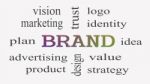 Brand Concept Word Cloud On Black Background Stock Photo