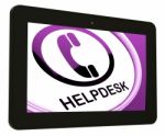 Helpdesk Tablet Shows Call For Advice Stock Photo