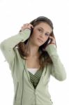 Young Woman Listening To Music Stock Photo