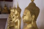 Row Of Golden Buddha Thailand Stock Photo