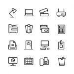 Office Elements Icon Set On White Background Stock Photo