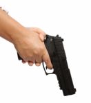 Hand And Gun Stock Photo