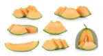 Sliced Cantaloupe Melon Isolated On The White Background Stock Photo