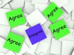 Agree Disagree Post-it Notes Show Supporting Or Contrary To Stock Photo