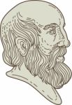 Plato Greek Philosopher Head Mono Line Stock Photo