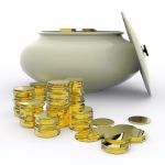 Pot Of Gold Means Money Or Lucky Stock Photo