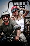 Smiling ATV Racers Stock Photo