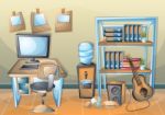 Cartoon  Illustration Interior Office Room With Separated Layers Stock Photo