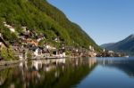 View Of Hallstatt From Hallstatt Lake Stock Photo