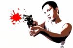 Man With Gun In Hands Stock Photo